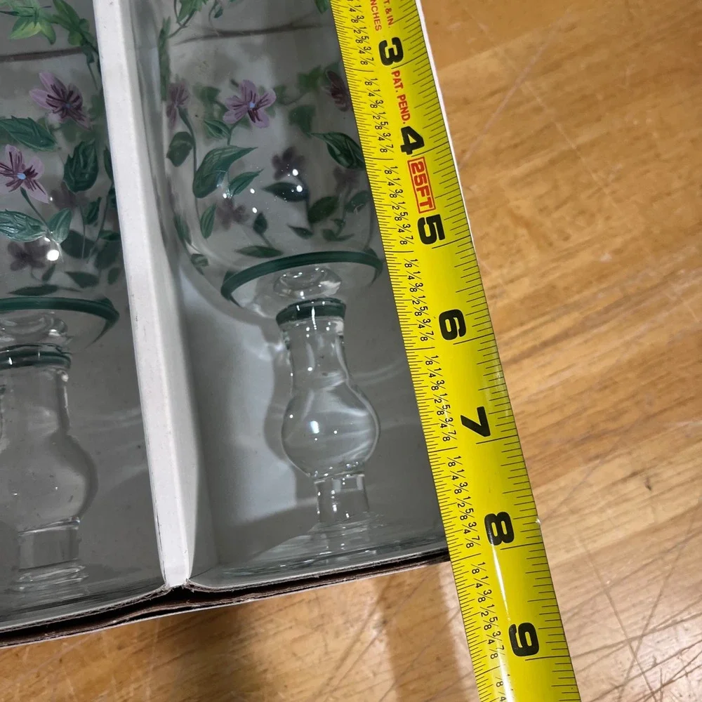 Waverly Garden Room Sweet Violets Goblets Set of 4 Purple Vtg Floral Glass
